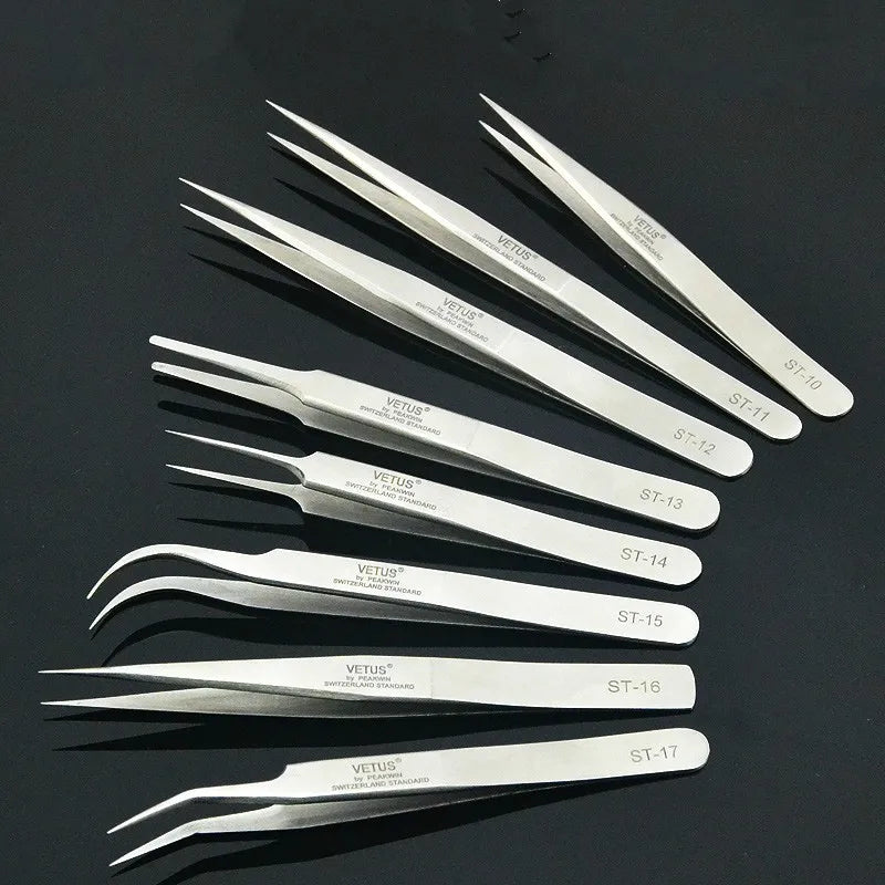 1pcs New Stainless Steel Industrial Anti-static Tweezers watchmaker Repair Tools Excellent Quality