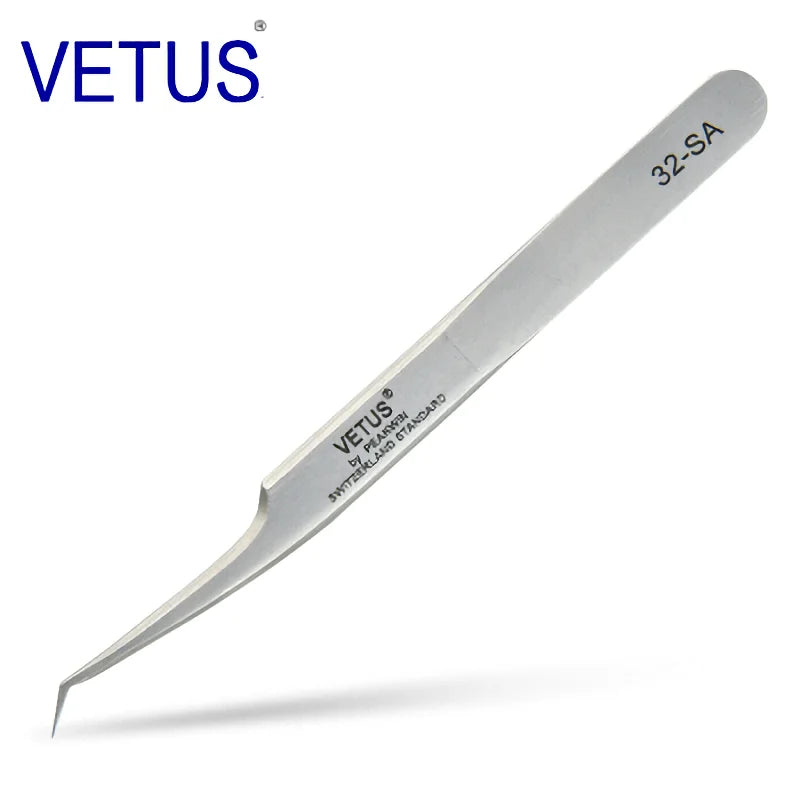 VETUS Original 32-SA Tweezers Hyperfine High Precision Non-magnetic Anti-acid Pincers Eyelashes Grafting Manicure ESD Forceps