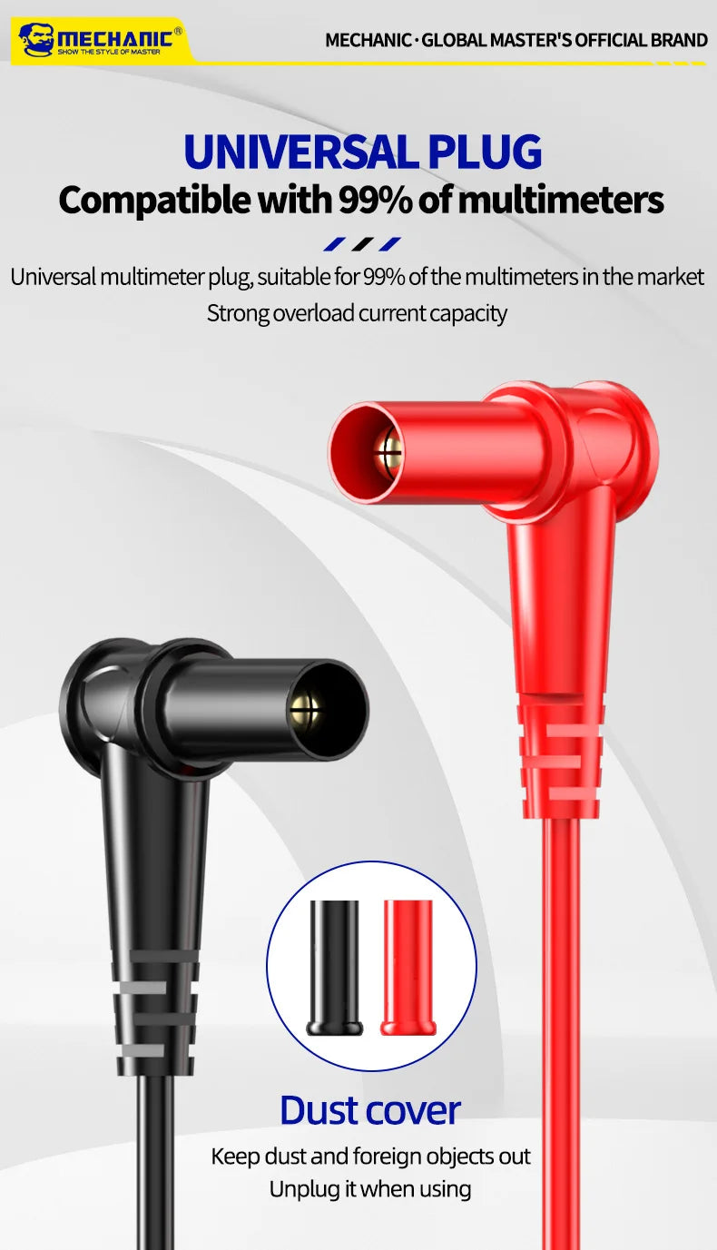 MECHANIC High-End Gold-Plated Universal Test Lead Digital Multimeter Leads Precision Needle Tip Double Insulation Soft Silicone