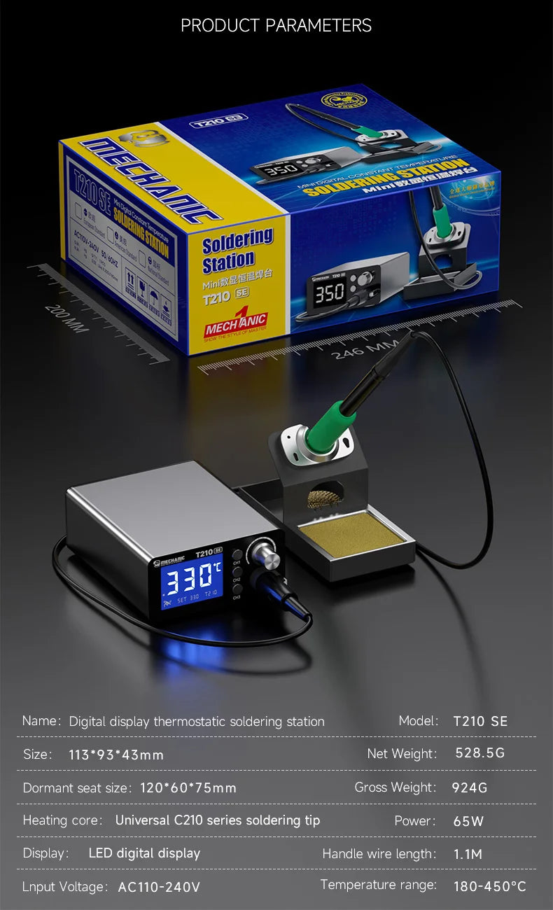 MECHANIC T210 SE Smart Soldering Station Digital Thermostatic Control Fast Heating for C210 Tips Soldering iron Tools