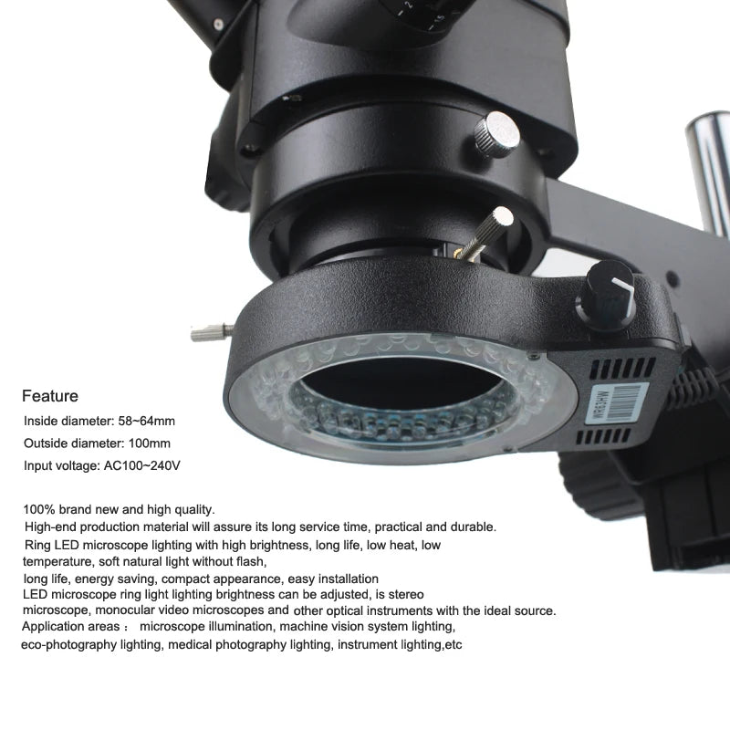 3.5X-90X Continuous Zoom Stereo Trinocular Microscope + 0.5X 2X Auxiliary Objective Lens 48mp 55mp 4K HDMI USB Microscope Camera