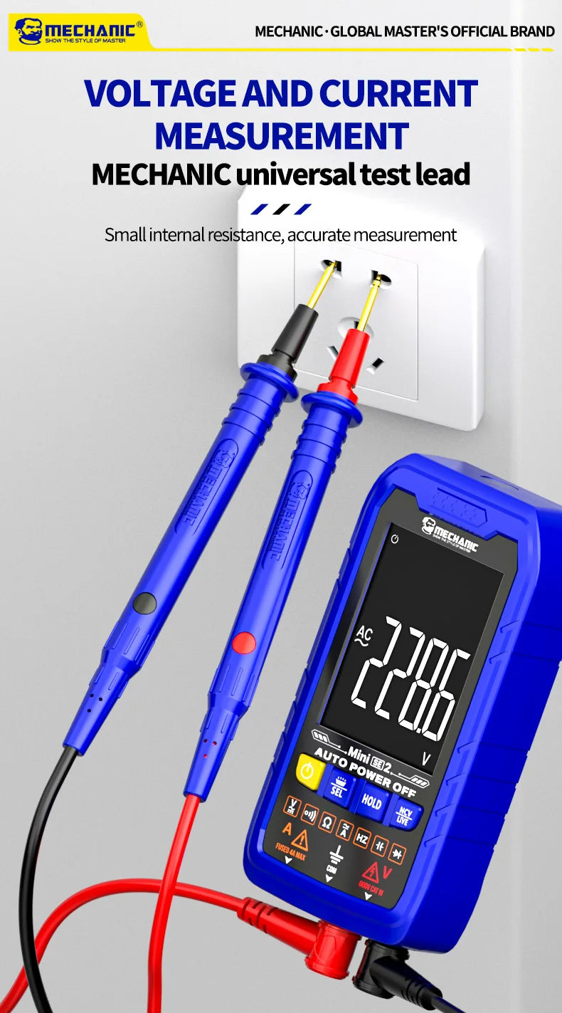 MECHANIC High-End Gold-Plated Universal Test Lead Digital Multimeter Leads Precision Needle Tip Double Insulation Soft Silicone