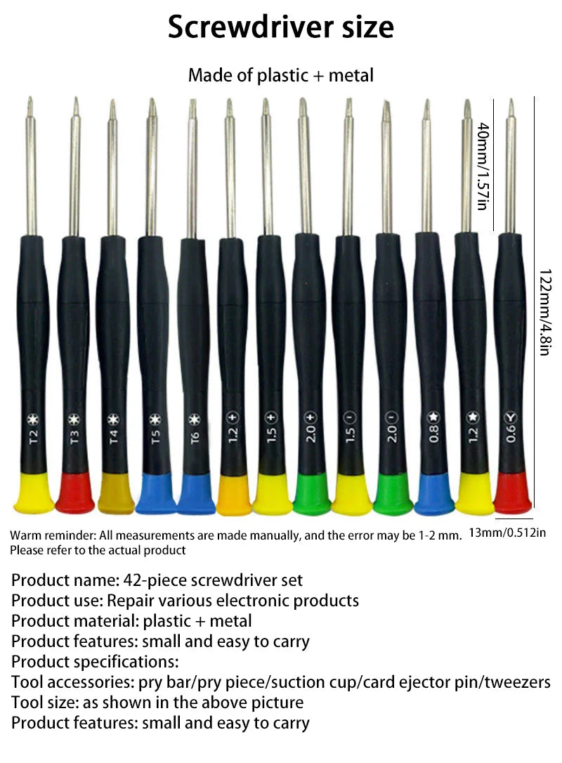 42 in 1 Mobile Phone Repair Tools Disassemble Repair Set Phone Screwdriver Combination Skid Multi Function Disassembly Kit New