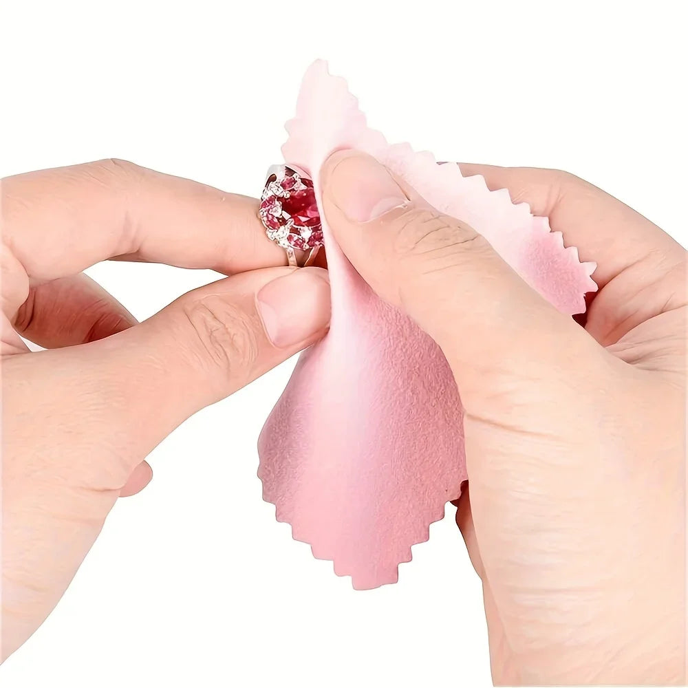 50pcs Pink Jewelry Polishing Cloth, Suitable for Gold, Silver, Mobile Phones, Glasses - Soft, Non Frosted Cleaning Cloth