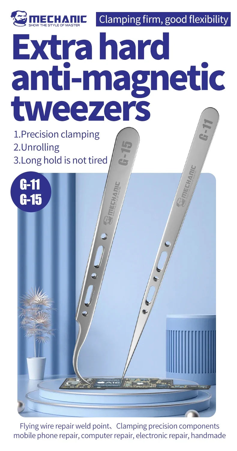 MECHANIC G-11/15 Anti-Magnetic Flying Wire Tweezers for Phone Repair Fine Tip Clip PCB iPhone Fingerprint Bypass Tool Precision