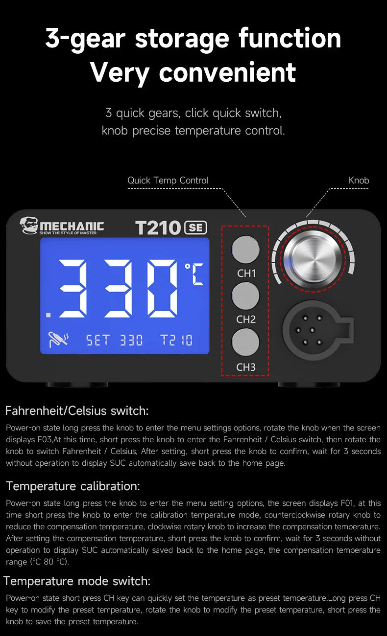 MECHANIC T210 SE Smart Soldering Station Digital Thermostatic Control Fast Heating for C210 Tips Soldering iron Tools