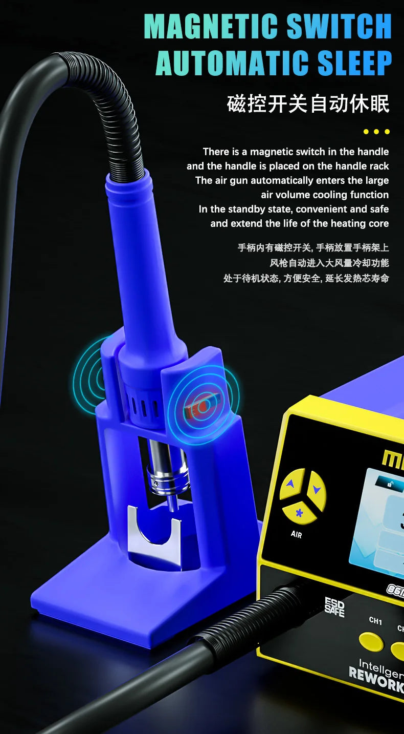 MECHANIC 861DW Max Smart Hot Air Gun Soldering Station With 4 Nozzles For Phone Motherboard PCB Welding Desoldering Repair Tools