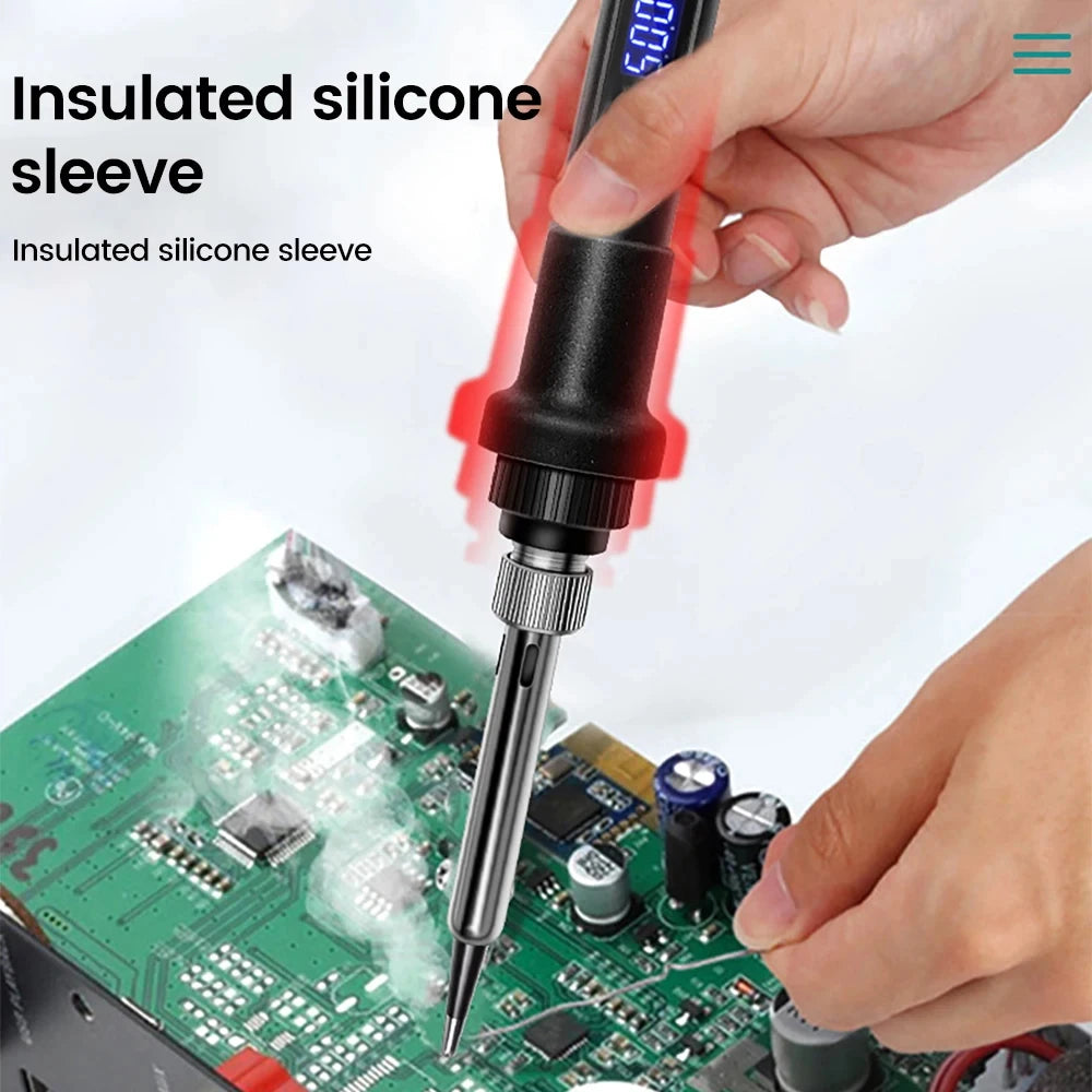 80W Electric Soldering Iron 16-IN-1 LCD Digital Display 180-500C Adjustable Replaceable Head Soldering Iron Tin Pen Welding Kit