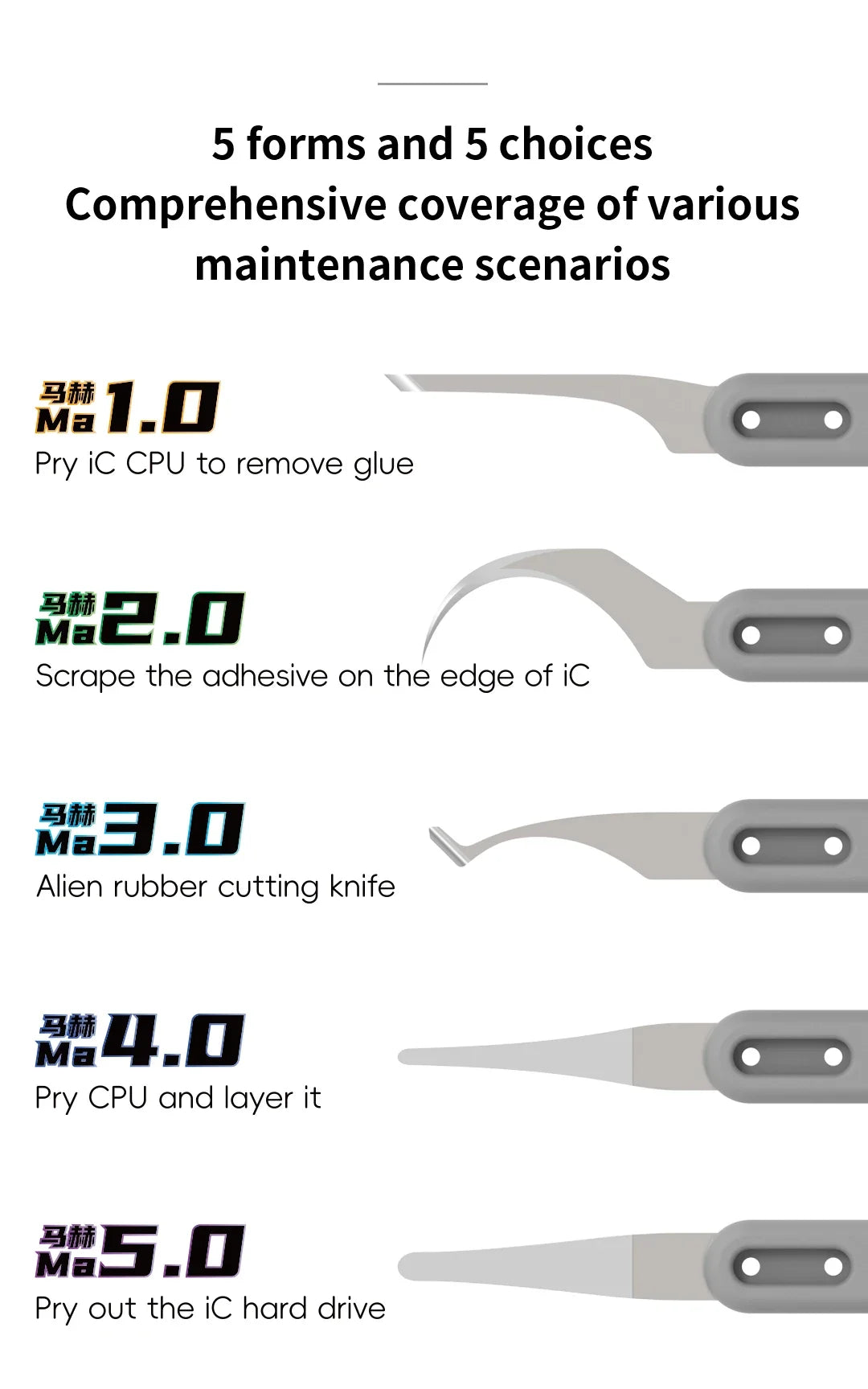 18Kinds Ma-ONENESS BLADE Precision Repair Blades with Heat-Resistant Handle for IC CPU Mobile Phone Maintenance DIY Repair Tools