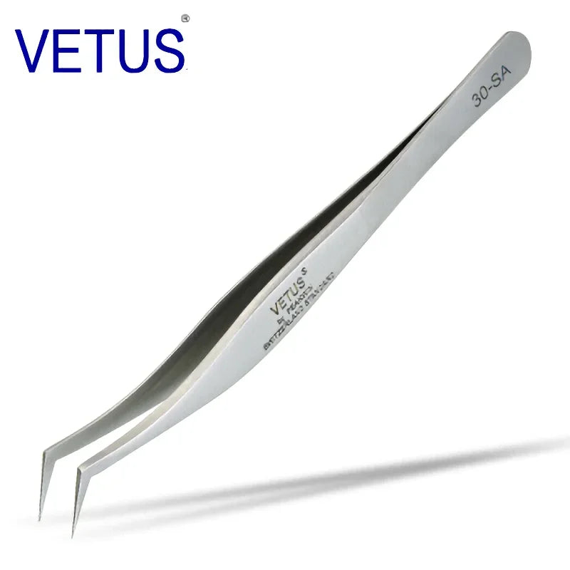 VETUS Original 32-SA Tweezers Hyperfine High Precision Non-magnetic Anti-acid Pincers Eyelashes Grafting Manicure ESD Forceps