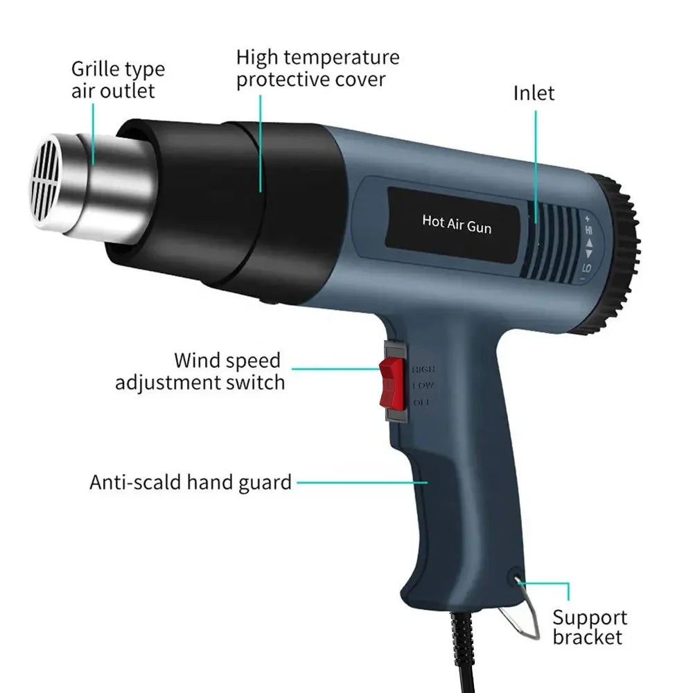 Industrial Heat Gun Hair Dryer Construction Hot Air Gun Air Dryer for Soldering Thermal Blower Shrink Wrapping Tools