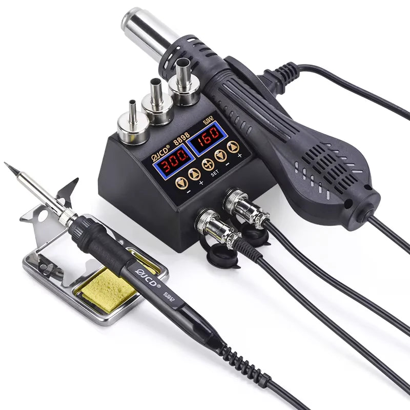 750W SMD Rework Soldering Station 2 in 1 Soldering Iron Hot Air Welding Station LCD Digital Display For BGA PCB IC Repair 8898