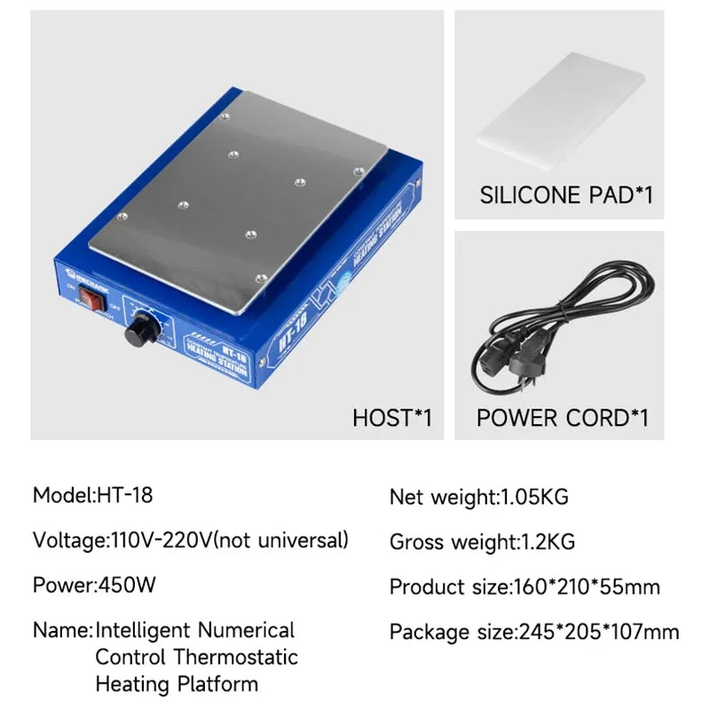 MECHANIC HT-18 Intelligent Numerical Control Thermostatic Heating Platform Suitable for circuit board mobile phone repair