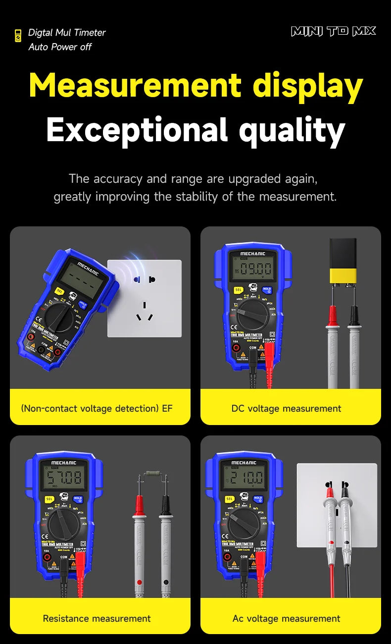 MECHANIC High-Precision Professional Digital Multimeter True RMS AC DC Voltage Capacitance Resistance Hz NCV Tester Current Tool