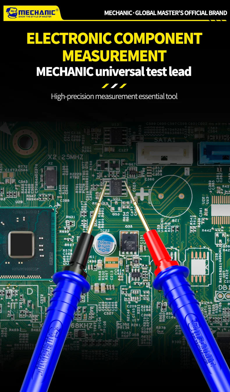 MECHANIC High-End Gold-Plated Universal Test Lead Digital Multimeter Leads Precision Needle Tip Double Insulation Soft Silicone