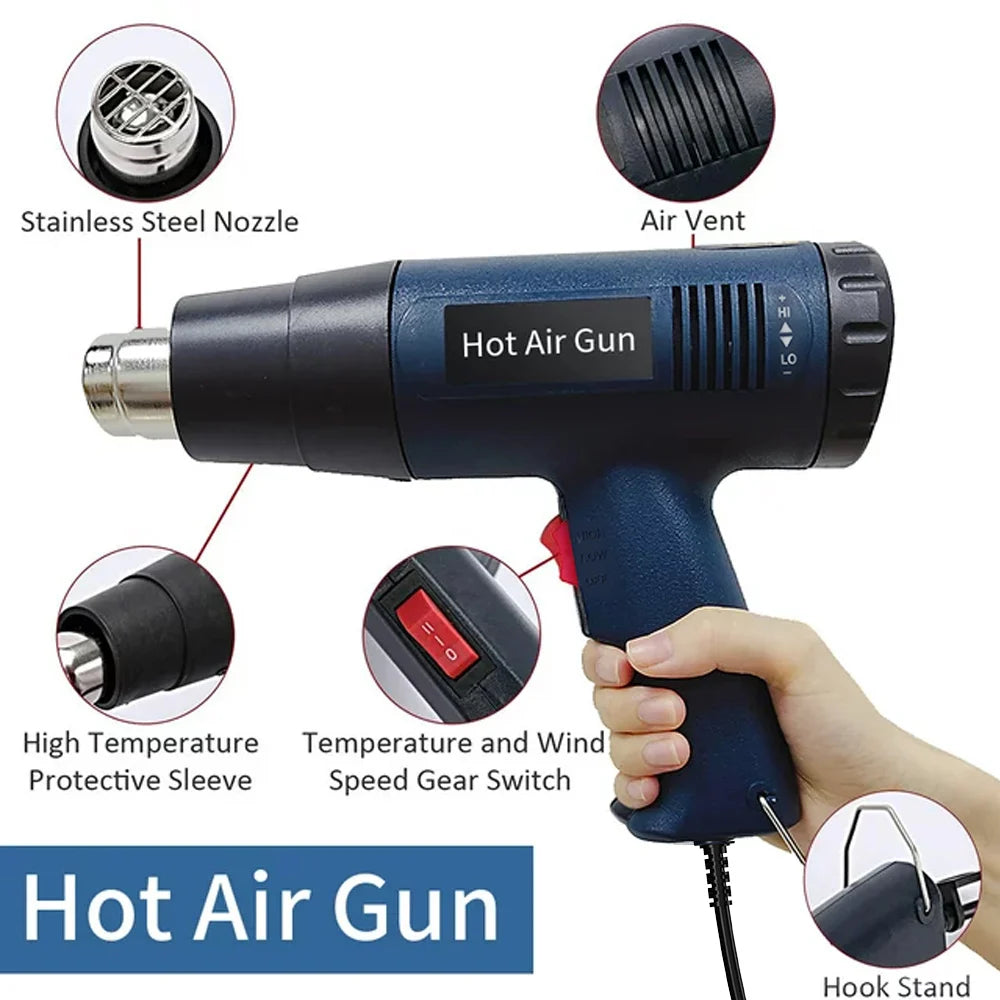 Industrial Heat Gun Hair Dryer Construction Hot Air Gun Air Dryer for Soldering Thermal Blower Shrink Wrapping Tools