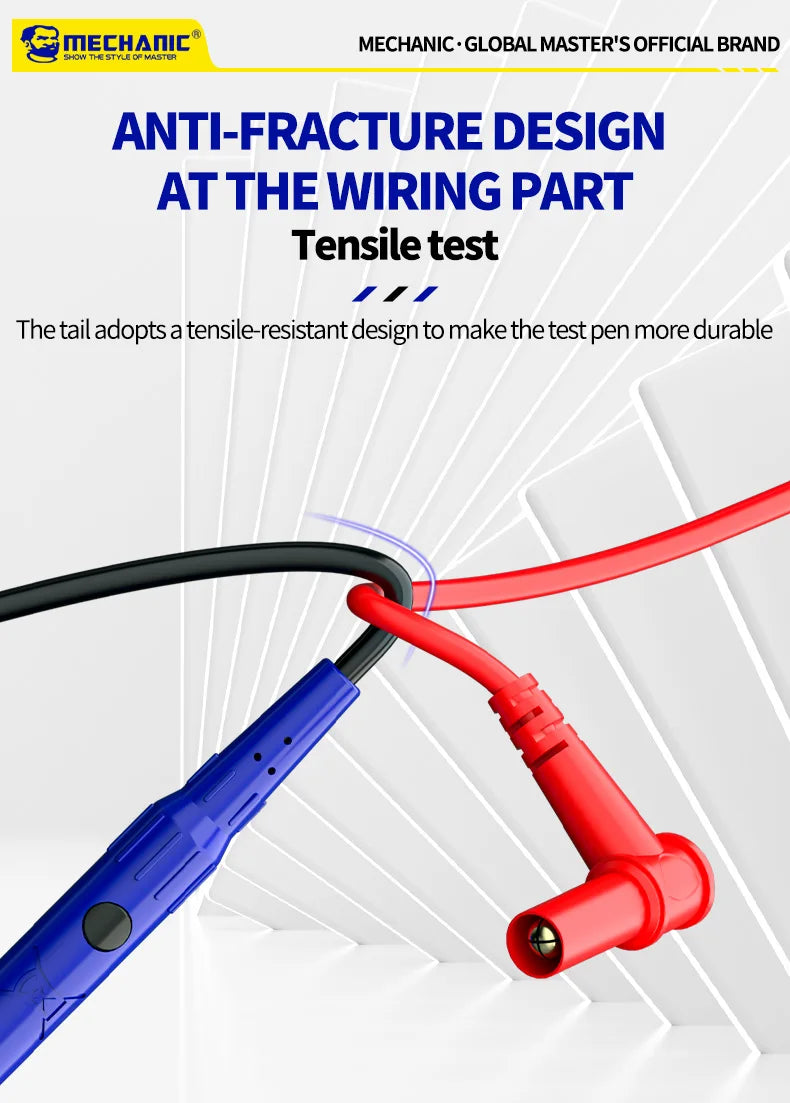 MECHANIC High-End Gold-Plated Universal Test Lead Digital Multimeter Leads Precision Needle Tip Double Insulation Soft Silicone