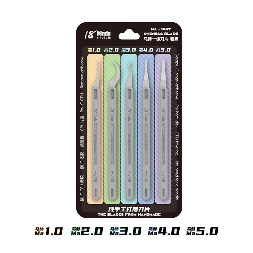 18Kinds Ma-ONENESS BLADE Precision Repair Blades with Heat-Resistant Handle for IC CPU Mobile Phone Maintenance DIY Repair Tools