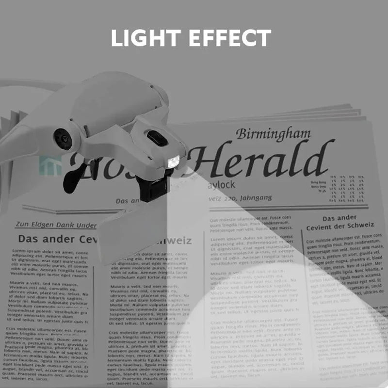 Hot Sell Magnifying Glass LED Light Head Loupe Jeweler Watch Bright Magnifier with 5 Lens