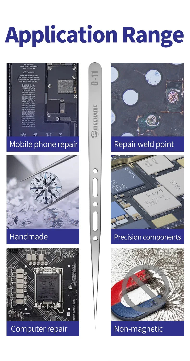 MECHANIC G-11/15 Anti-Magnetic Flying Wire Tweezers for Phone Repair Fine Tip Clip PCB iPhone Fingerprint Bypass Tool Precision