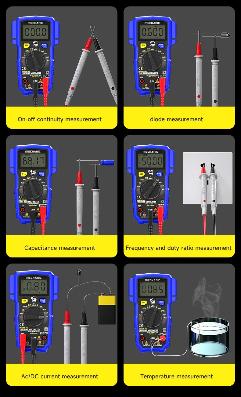 MECHANIC High-Precision Professional Digital Multimeter True RMS AC DC Voltage Capacitance Resistance Hz NCV Tester Current Tool