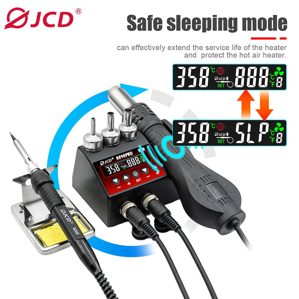 750W SMD Rework Soldering Station 2 in 1 Soldering Iron Hot Air Welding Station LCD Digital Display For BGA PCB IC Repair 8898