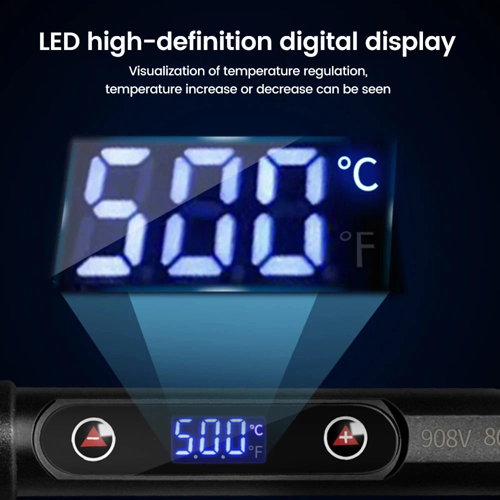 80W Electric Soldering Iron 16-IN-1 LCD Digital Display 180-500C Adjustable Replaceable Head Soldering Iron Tin Pen Welding Kit