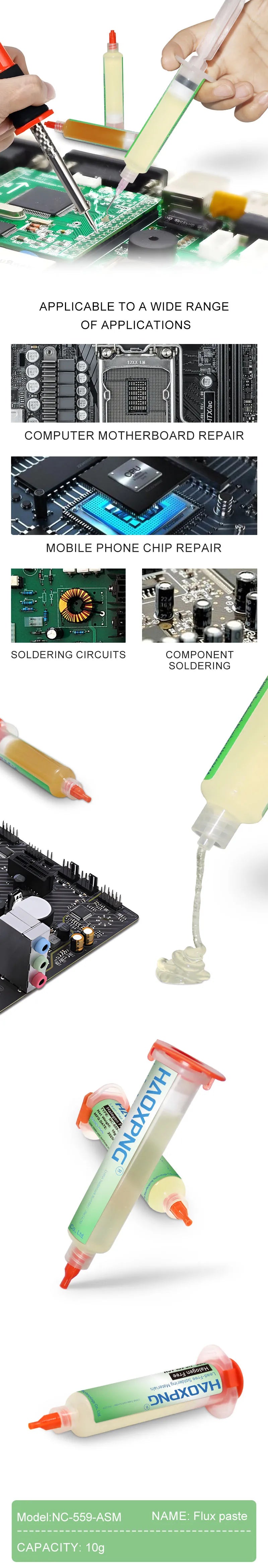Original NC-559-ASM 10cc No Clean Flux for Soldering SMD BGA Reballing Soldering Flux