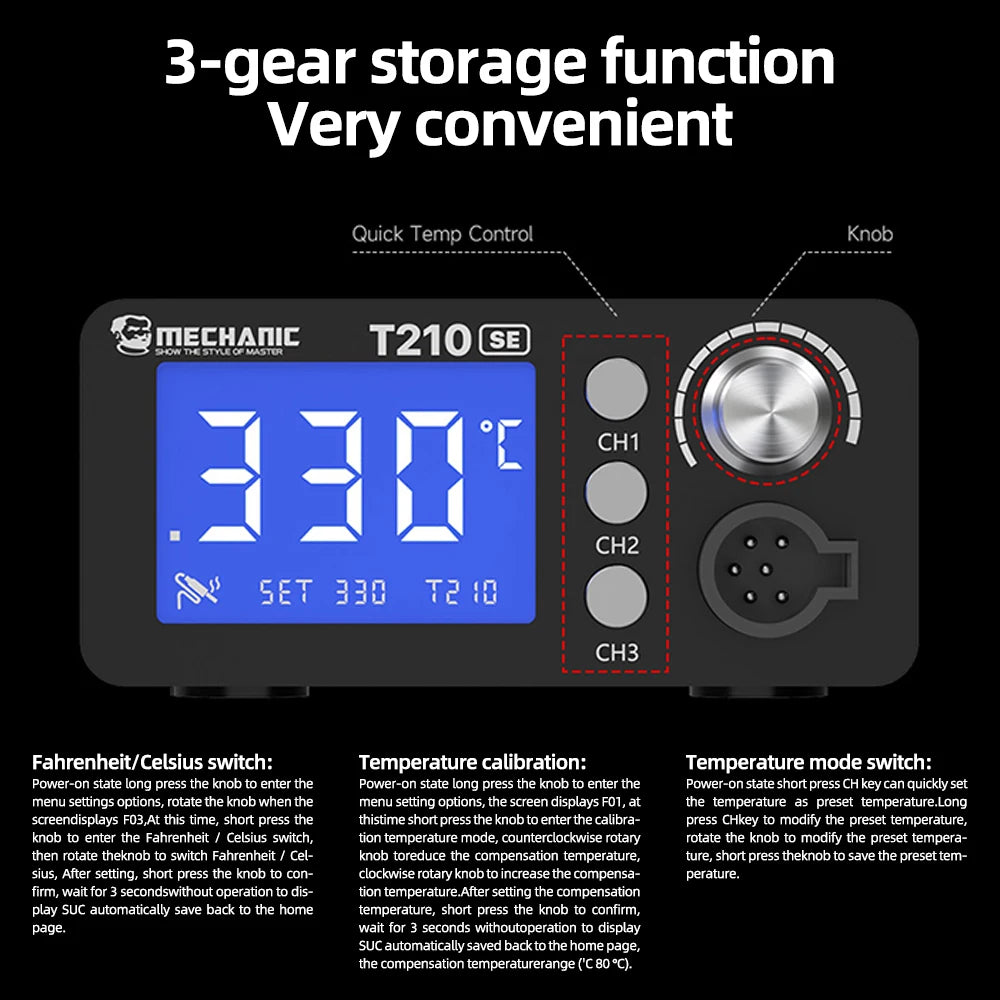 MECHANIC T210 SE Smart Soldering Station Digital Thermostatic Control Fast Heating for C210 Tips Soldering iron Tools
