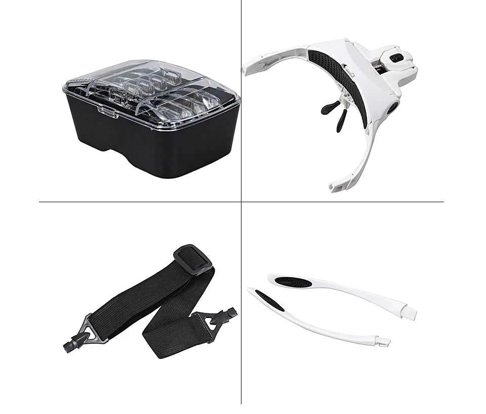 Hot Sell Magnifying Glass LED Light Head Loupe Jeweler Watch Bright Magnifier with 5 Lens