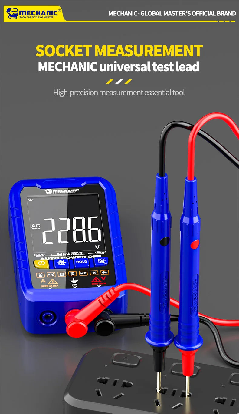 MECHANIC High-End Gold-Plated Universal Test Lead Digital Multimeter Leads Precision Needle Tip Double Insulation Soft Silicone