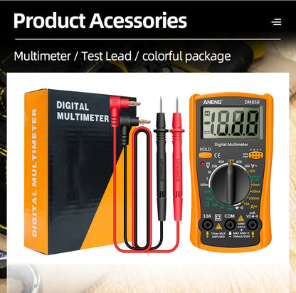 ANENG DM850 Digital Multimeter Automatic Professional 1999 Counts Auto AC/DC Votage Tester Ohm Current Ammeter Detector Tool