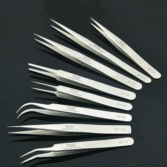 1pcs New Stainless Steel Industrial Anti-static Tweezers watchmaker Repair Tools Excellent Quality