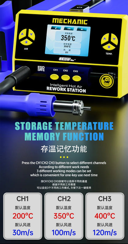 MECHANIC 861DW Max Smart Hot Air Gun Soldering Station With 4 Nozzles For Phone Motherboard PCB Welding Desoldering Repair Tools