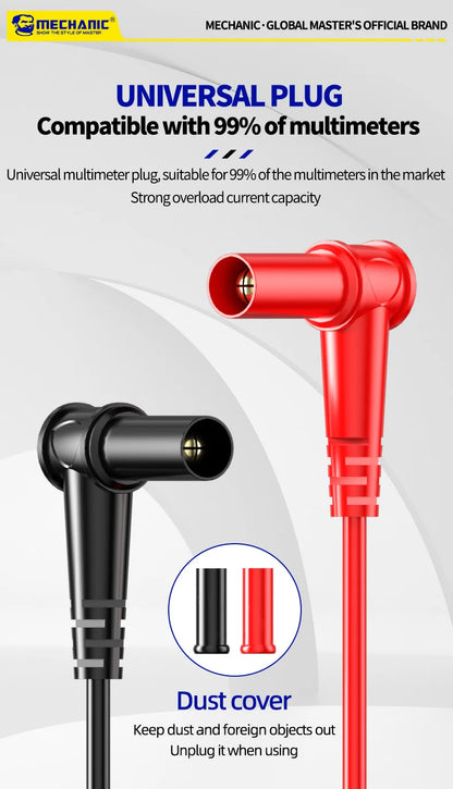MECHANIC High-End Gold-Plated Universal Test Lead Digital Multimeter Leads Precision Needle Tip Double Insulation Soft Silicone