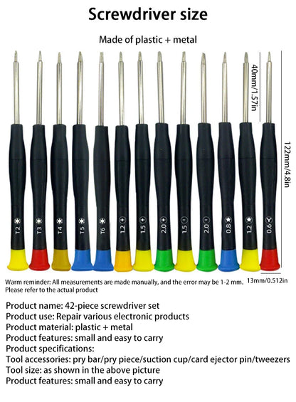 42 in 1 Mobile Phone Repair Tools Disassemble Repair Set Phone Screwdriver Combination Skid Multi Function Disassembly Kit New