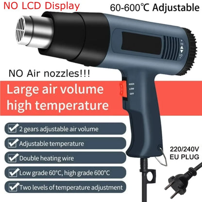 Industrial Heat Gun Hair Dryer Construction Hot Air Gun Air Dryer for Soldering Thermal Blower Shrink Wrapping Tools