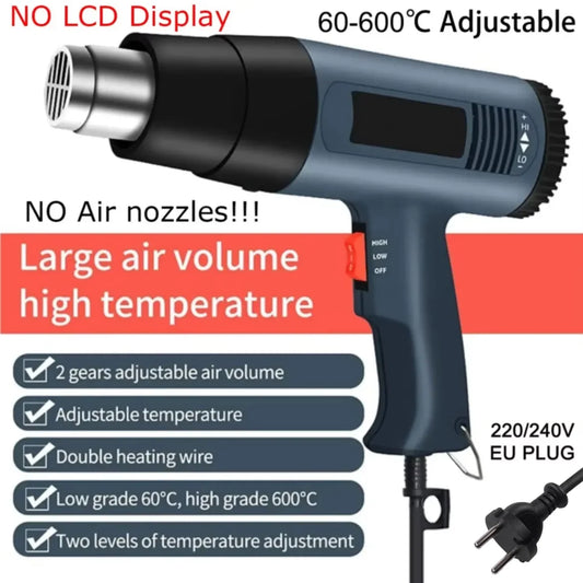 Industrial Heat Gun Hair Dryer Construction Hot Air Gun Air Dryer for Soldering Thermal Blower Shrink Wrapping Tools