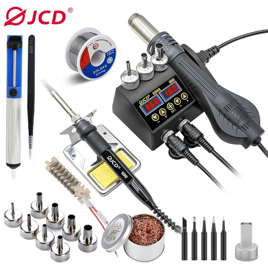 750W SMD Rework Soldering Station 2 in 1 Soldering Iron Hot Air Welding Station LCD Digital Display For BGA PCB IC Repair 8898