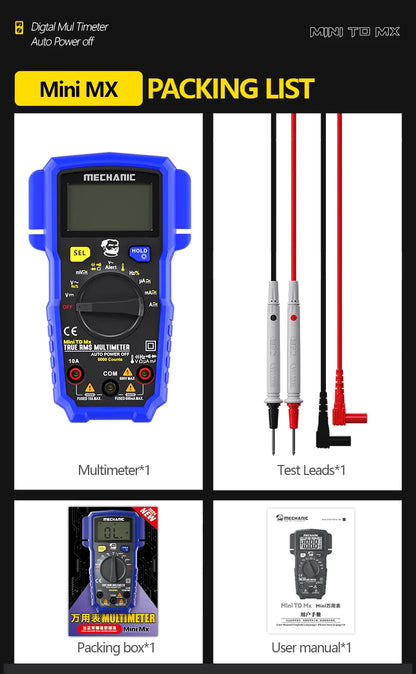 MECHANIC High-Precision Professional Digital Multimeter True RMS AC DC Voltage Capacitance Resistance Hz NCV Tester Current Tool