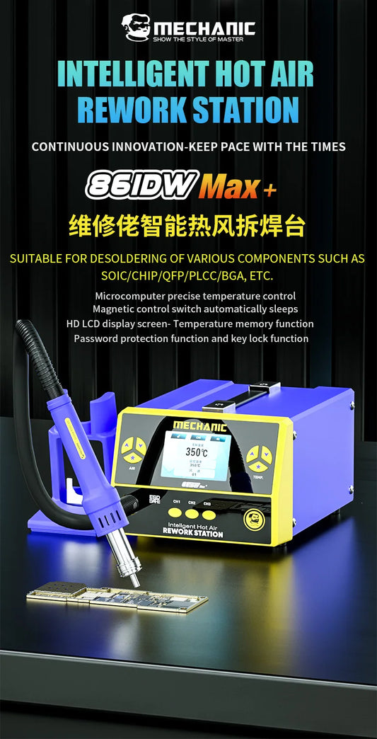 MECHANIC 861DW Max Smart Hot Air Gun Soldering Station With 4 Nozzles For Phone Motherboard PCB Welding Desoldering Repair Tools