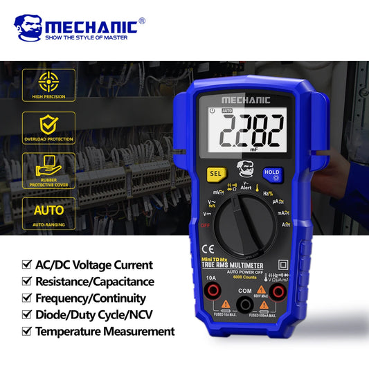 MECHANIC High-Precision Professional Digital Multimeter True RMS AC DC Voltage Capacitance Resistance Hz NCV Tester Current Tool