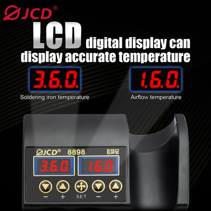 750W SMD Rework Soldering Station 2 in 1 Soldering Iron Hot Air Welding Station LCD Digital Display For BGA PCB IC Repair 8898