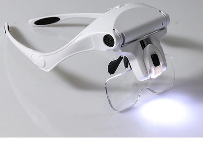 Hot Sell Magnifying Glass LED Light Head Loupe Jeweler Watch Bright Magnifier with 5 Lens