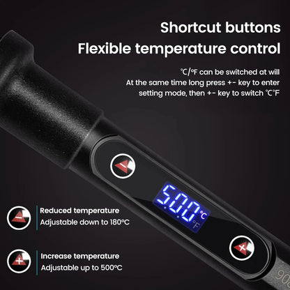 80W Electric Soldering Iron 16-IN-1 LCD Digital Display 180-500C Adjustable Replaceable Head Soldering Iron Tin Pen Welding Kit