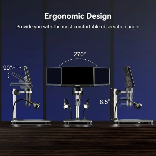 DM9 7" LCD Digital Microscope 1200X, 1080P Coin Microscope Magnifier 12MP Ultra-Precise Focusing Soldering Microscope
