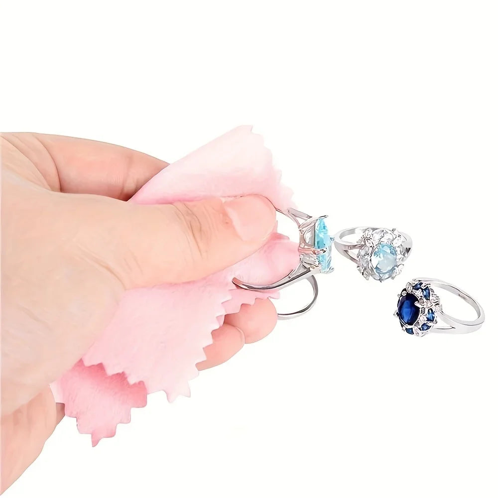 50pcs Pink Jewelry Polishing Cloth, Suitable for Gold, Silver, Mobile Phones, Glasses - Soft, Non Frosted Cleaning Cloth