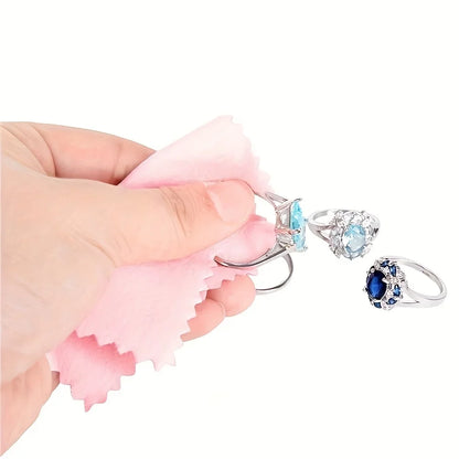 50pcs Pink Jewelry Polishing Cloth, Suitable for Gold, Silver, Mobile Phones, Glasses - Soft, Non Frosted Cleaning Cloth