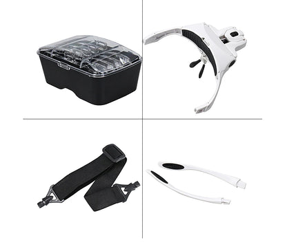 Hot Sell Magnifying Glass LED Light Head Loupe Jeweler Watch Bright Magnifier with 5 Lens